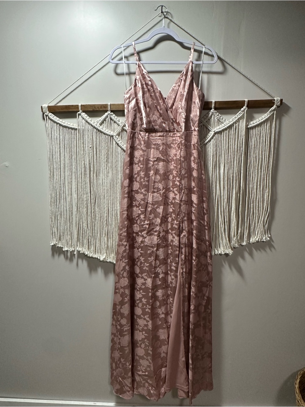 Lulu's Rose Blush Floral Lace Maxi Dress